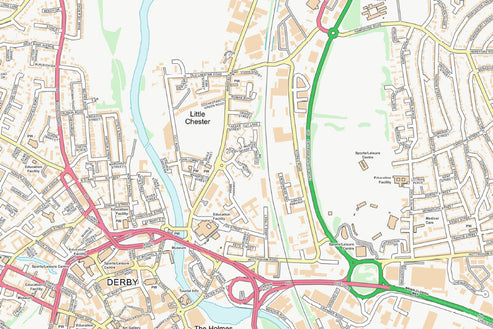 Central Derby City Street Map - Digital Download – ukmaps.co.uk