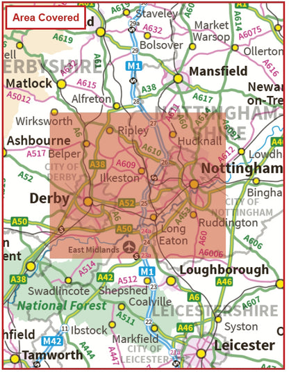 Postcode City Sector Map - Derby & Nottingham - Digital Download
