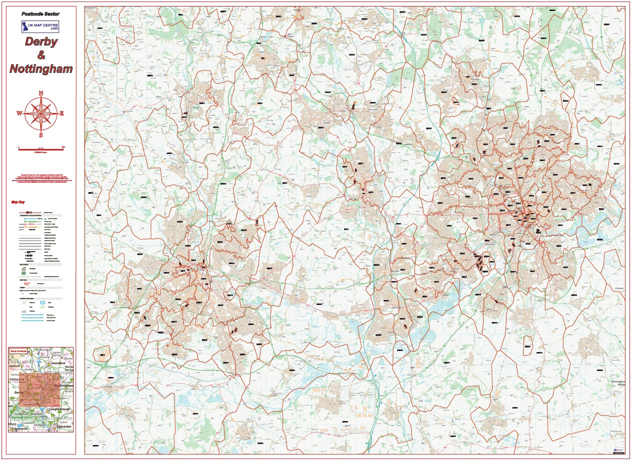 Postcode City Sector Map Derby Nottingham Digital Download Postcode City Sector Map Derby Nottingham Digital Download