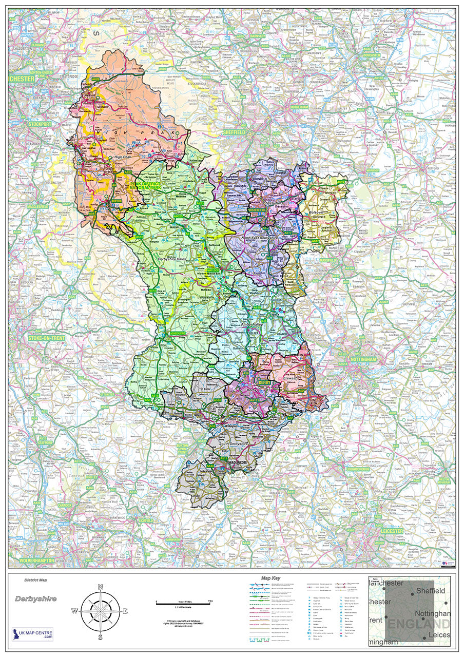 Derbyshire County Map - Digital Download