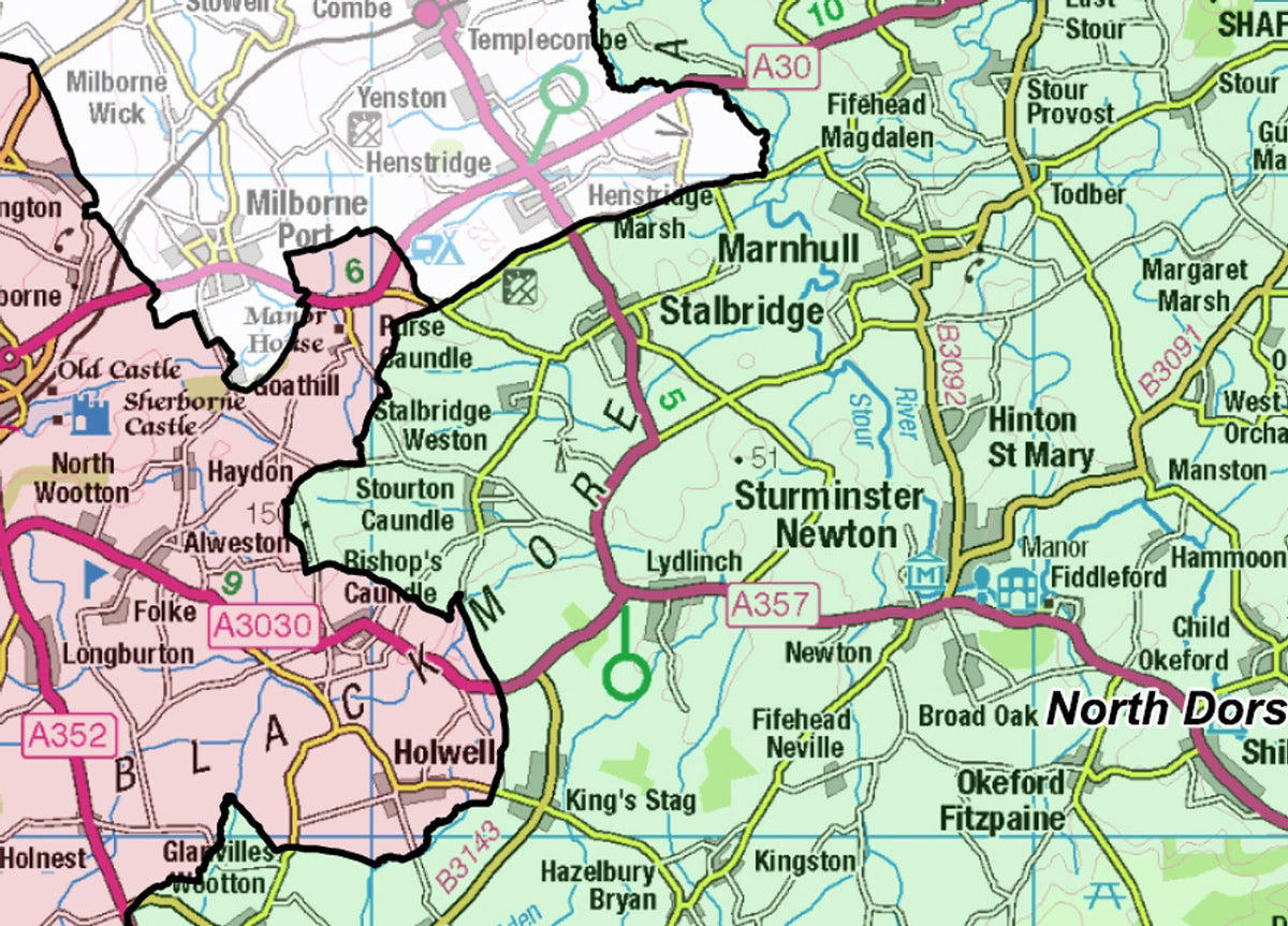 Dorset County Map | District Boundaries | OS PDF Download – ukmaps.co.uk
