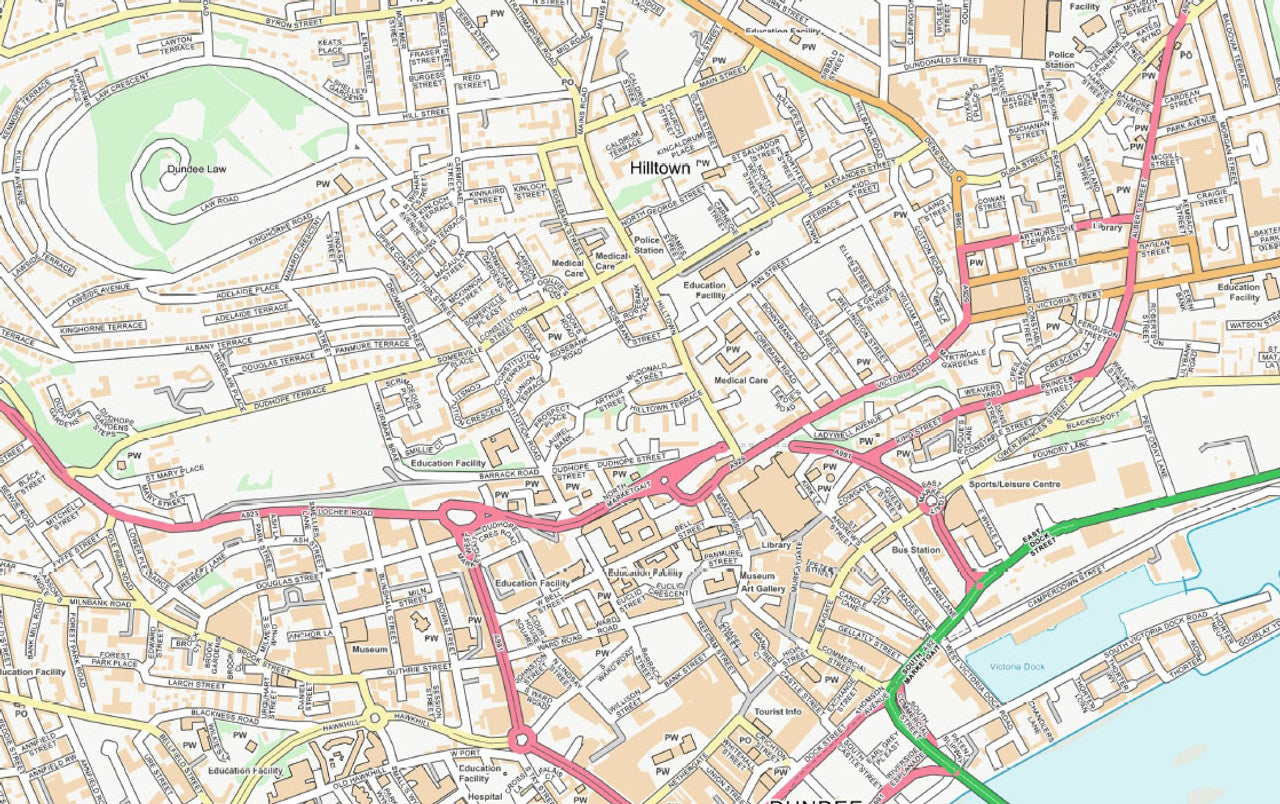 Central Dundee City Street Map - Digital Download