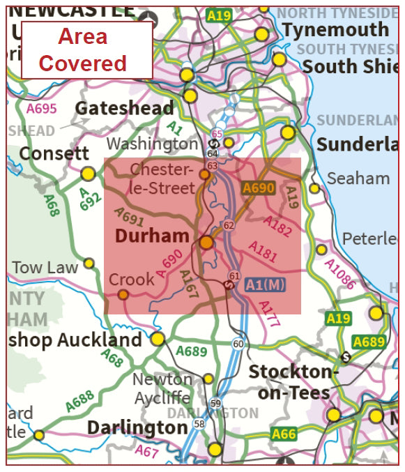 Dura Postcode Map Postcode City Sector Map - Durham - Digital Download – ukmaps.co.uk