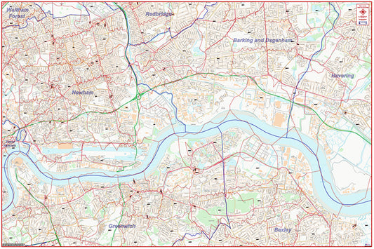 East London Postcode City Street Map - Digital Download