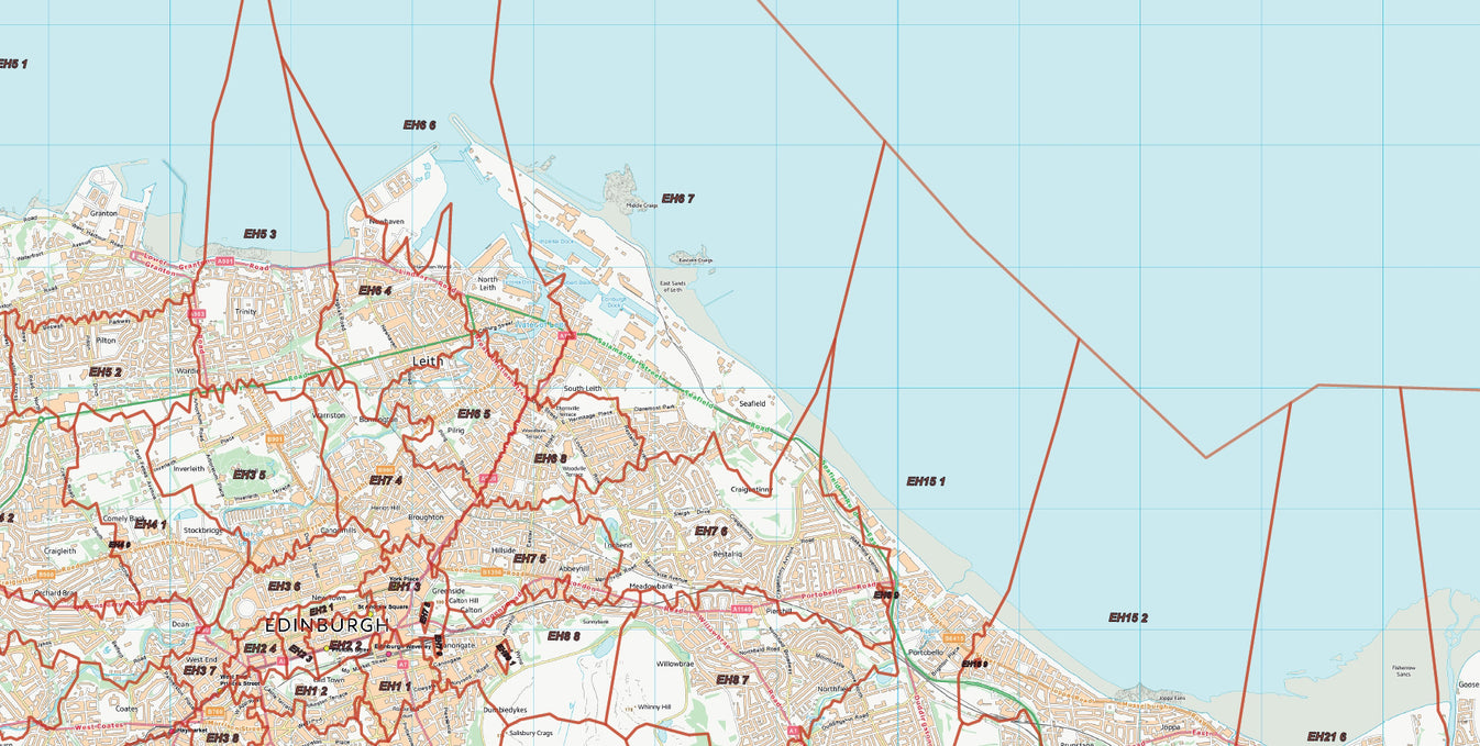Postcode City Sector Map - Edinburgh and Midlothian – ukmaps.co.uk