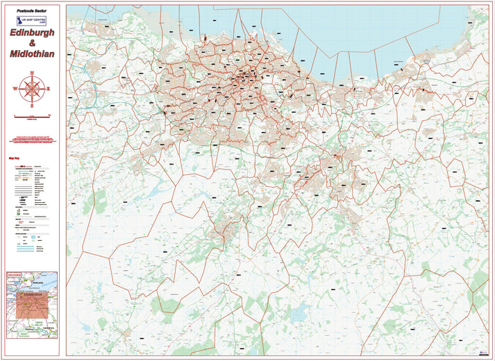 Postcode City Sector Map - Edinburgh and Midlothian – ukmaps.co.uk