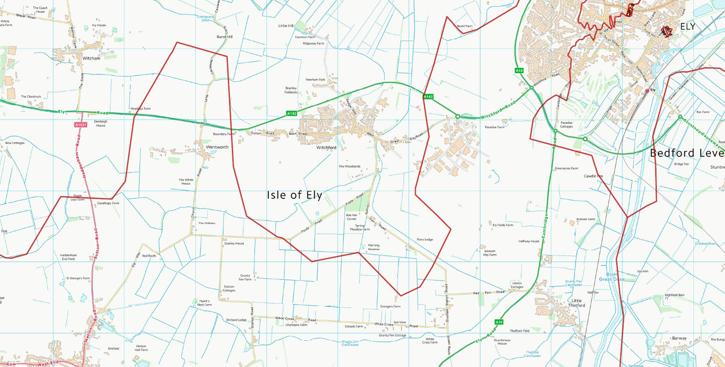 Postcode City Sector Map - Ely - Digital Download