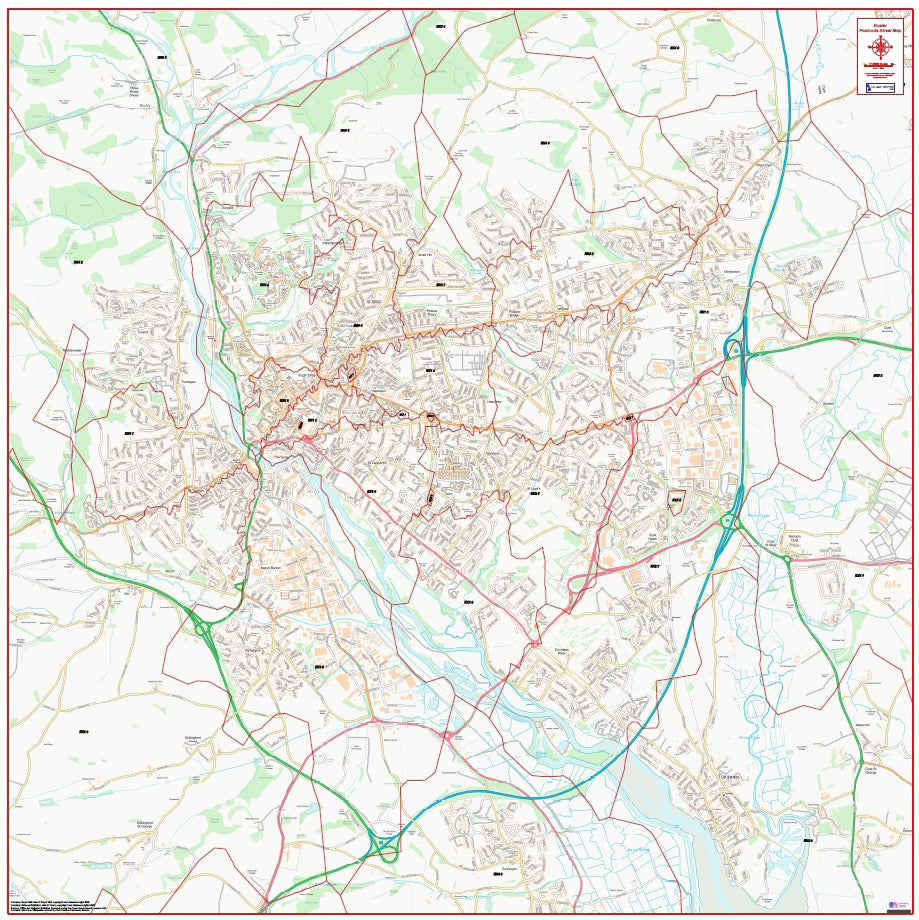 Ex5 Postcode Map Central Exeter Postcode City Street Map | Streets and Postcode Sectors ...