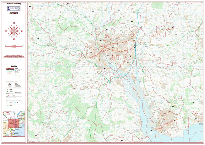 Exeter Postal Code Map Exeter Postcode Sector Map | Digital Download | UK Maps – ukmaps.co.uk