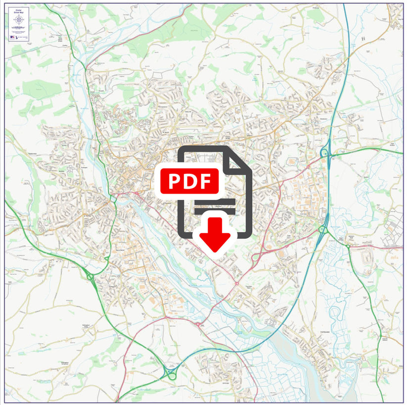 Central Exeter City Street Map - Digital Download – ukmaps.co.uk