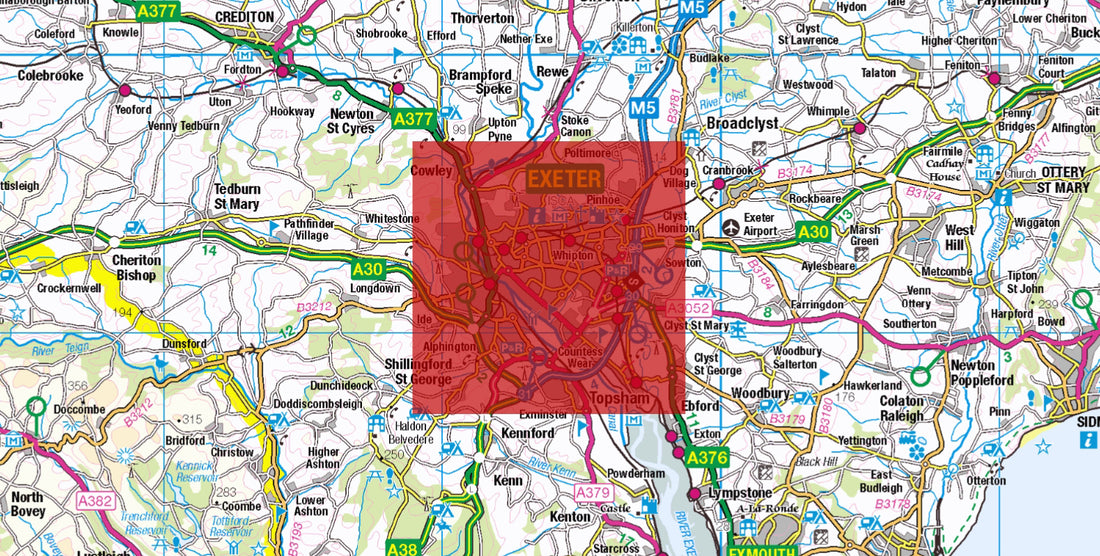 Central Exeter Postcode City Street Map - Digital Download – ukmaps.co.uk