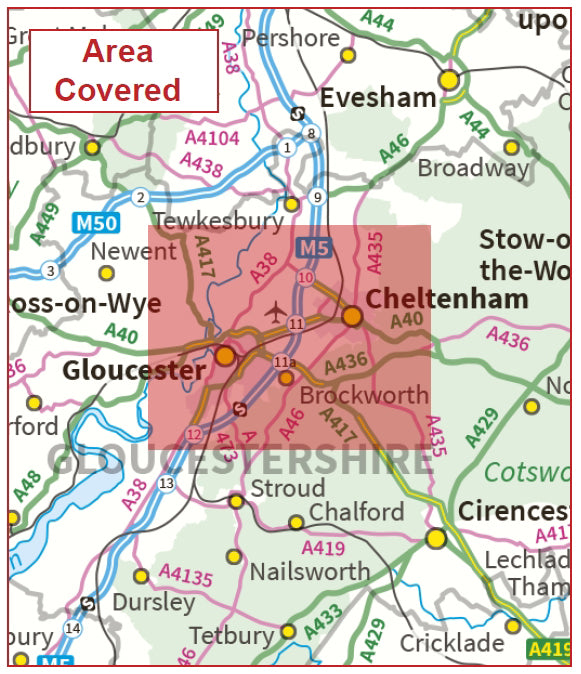 Postcode City Sector Map Gloucester & Cheltenham Digital Download
