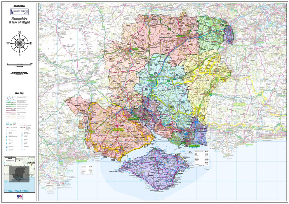 Hampshire and Isle of Wight County Map - Digital Download – ukmaps.co.uk