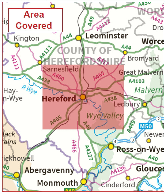 Postcode City Sector Map - Hereford - Digital Download