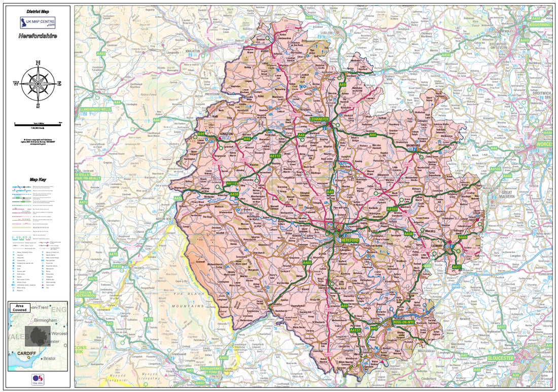 Herefordshire County Map - Digital Download – ukmaps.co.uk