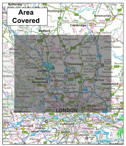 Herts Postcode Hertfordshire County Map - Digital Download – ukmaps.co.uk