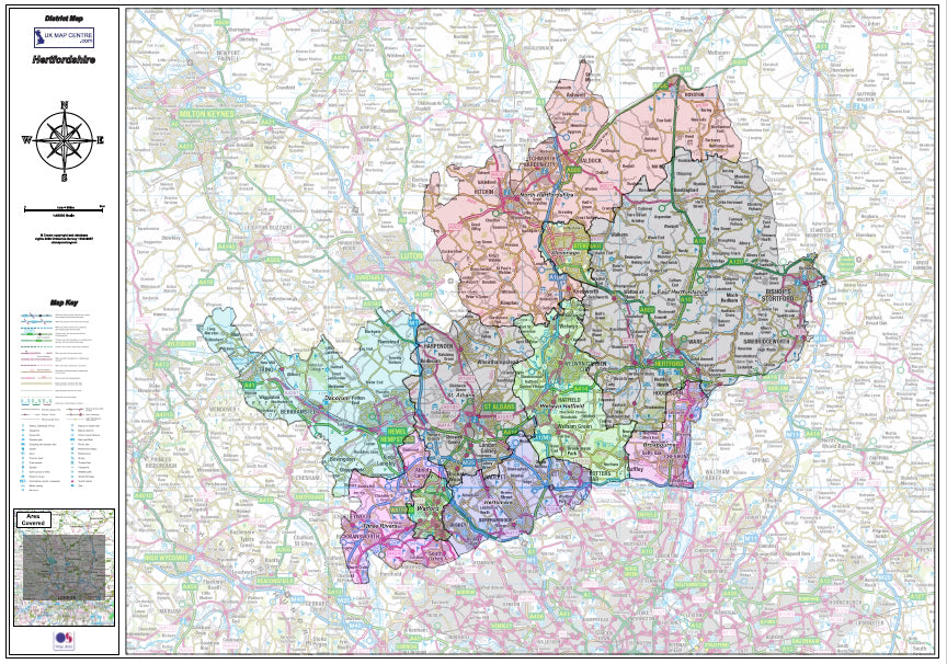 Hertfordshire County Map - Digital Download