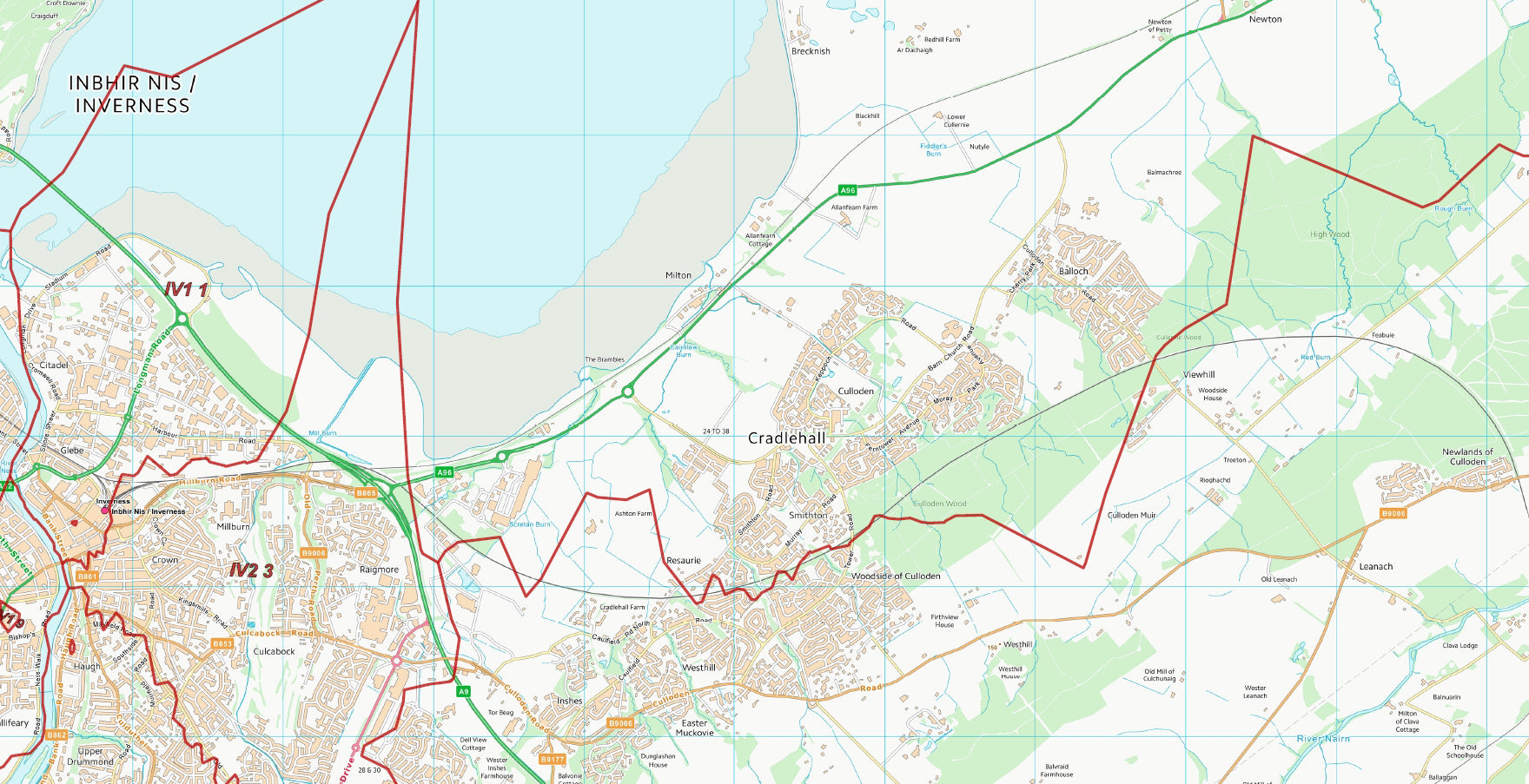 Iv Postcode Postcode City Sector Map - Inverness - Digital Download – ukmaps.co.uk