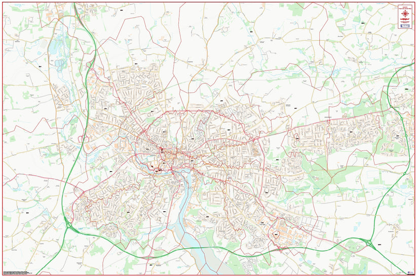 Central Ipswich Postcode City Street Map - Digital Download – ukmaps.co.uk