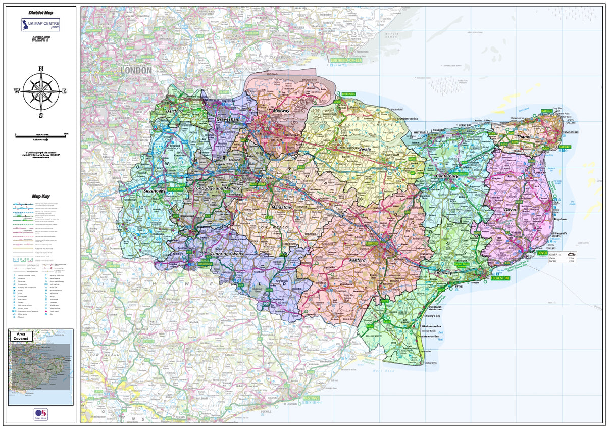 Kent County Boundary Map - Digital Download – ukmaps.co.uk