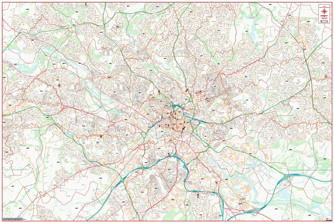 Central Leeds Postcode City Street Map Digital Download Uk 