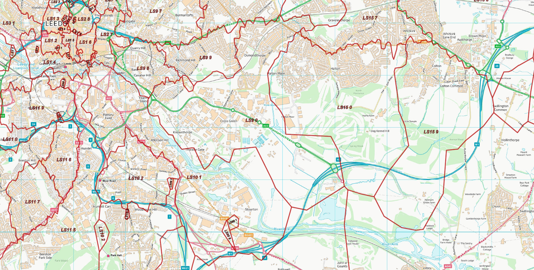 Leeds Postcode Sector Map | LS Postcode Boundaries PDF Download ...