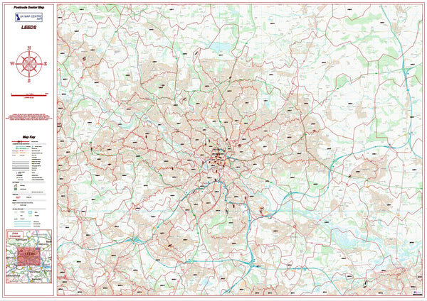 Postcode City Sector Map Leeds Digital Download Uk 5135