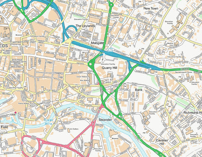 Central Leeds City Street Map - Digital Download