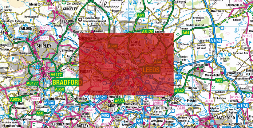 Central Leeds Postcode City Street Map - Digital Download – ukmaps.co.uk