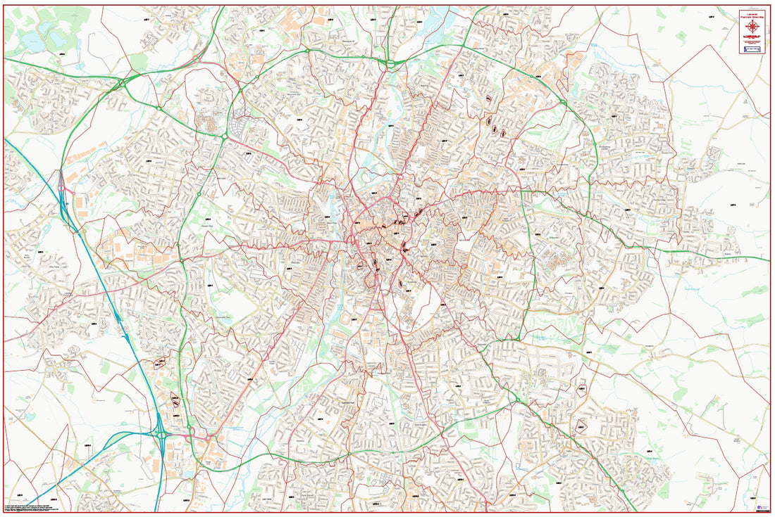 Central Leicester Postcode City Street Map - Digital Download – Ukmaps 