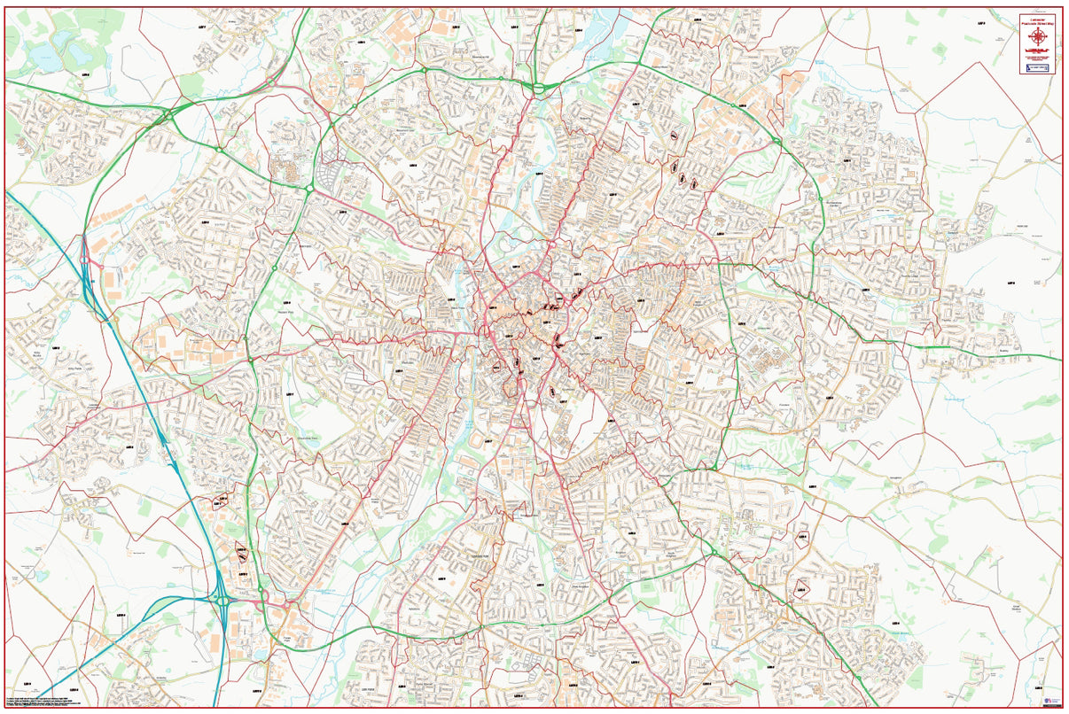 Central Leicester Postcode City Street Map - Digital Download – ukmaps ...