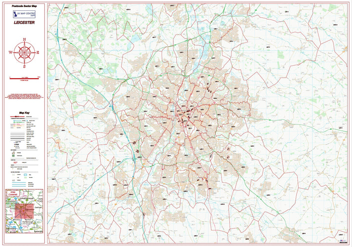 Leicester Postcode Sector Map Digital Download UK Maps Ukmaps co uk local-authorities-and-postcode-districts-detail-image-maproom