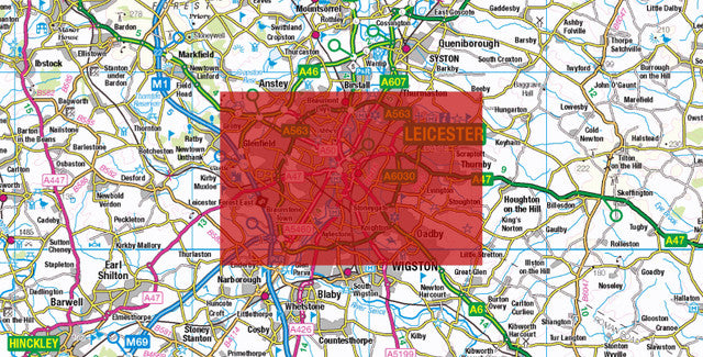 Central Leicester City Street Map - Digital Download