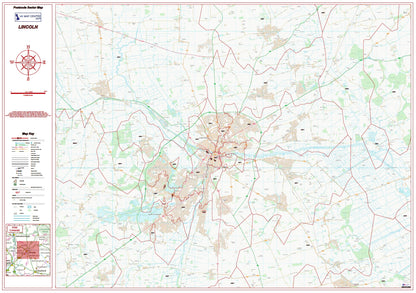 Postcode City Sector Map - Lincoln - Digital Download