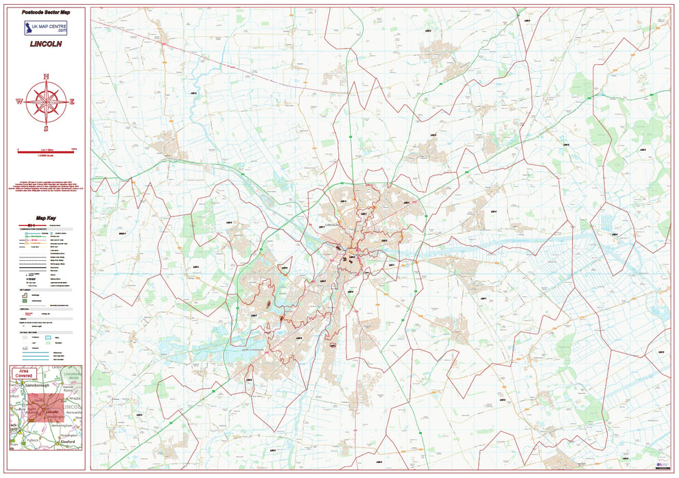 Postcode City Sector Map - Lincoln - Digital Download – ukmaps.co.uk