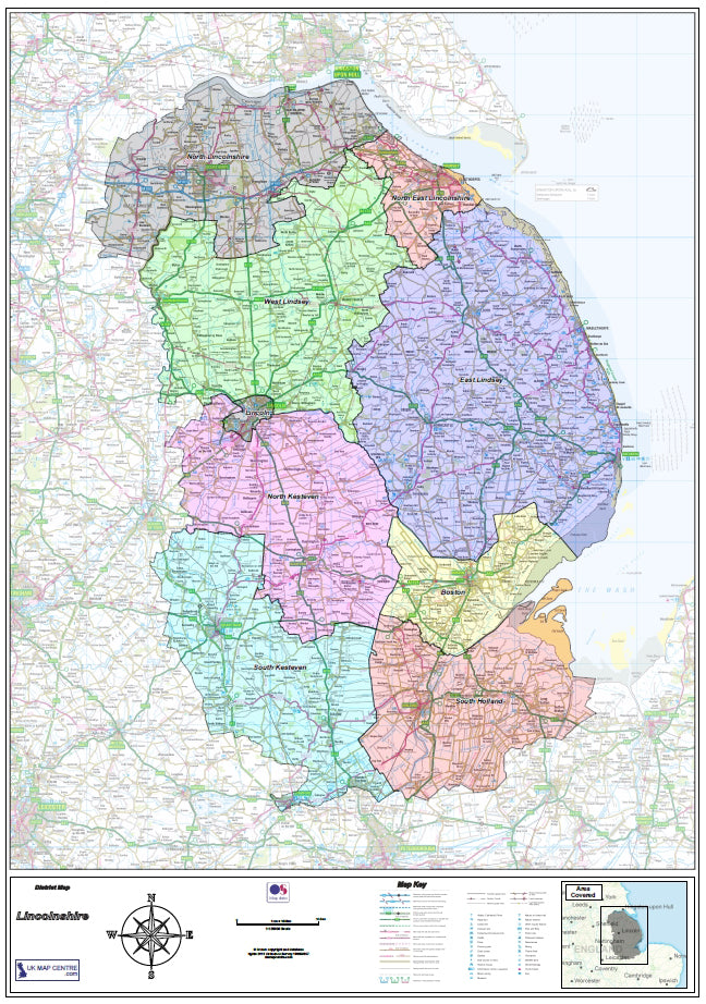 Lincolnshire County Map - Digital Download