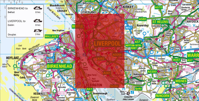 Liverpool Map Buy Greater Liverpool Manchester County Road Map @250k