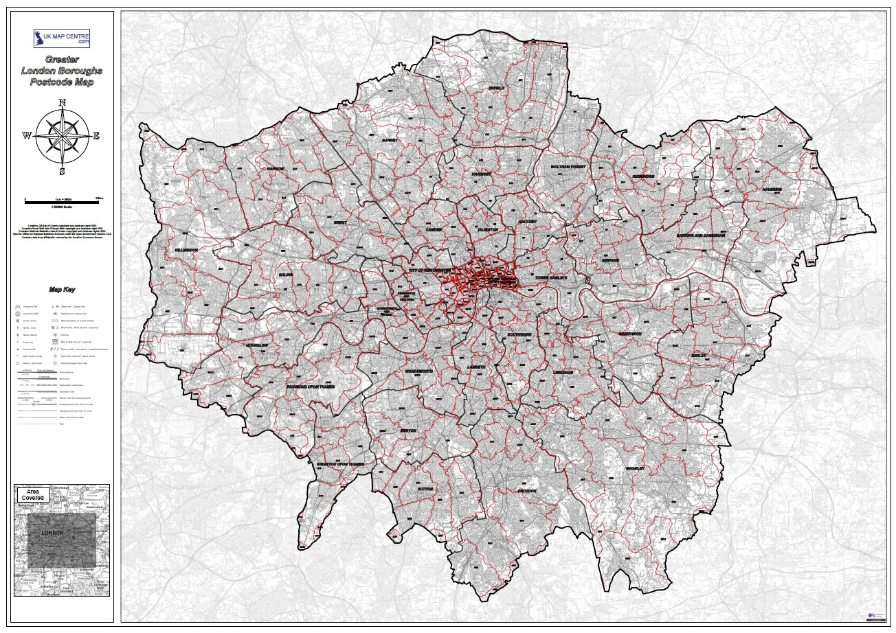 London Boroughs Postcode Map - Digital Download – ukmaps.co.uk