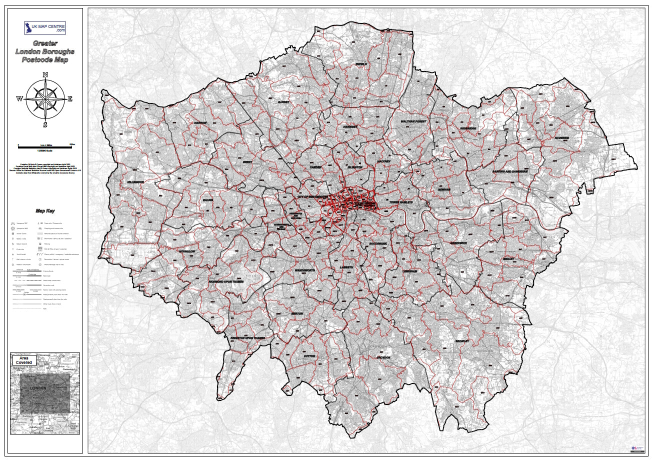 London Boroughs Postcode Map - Digital Download