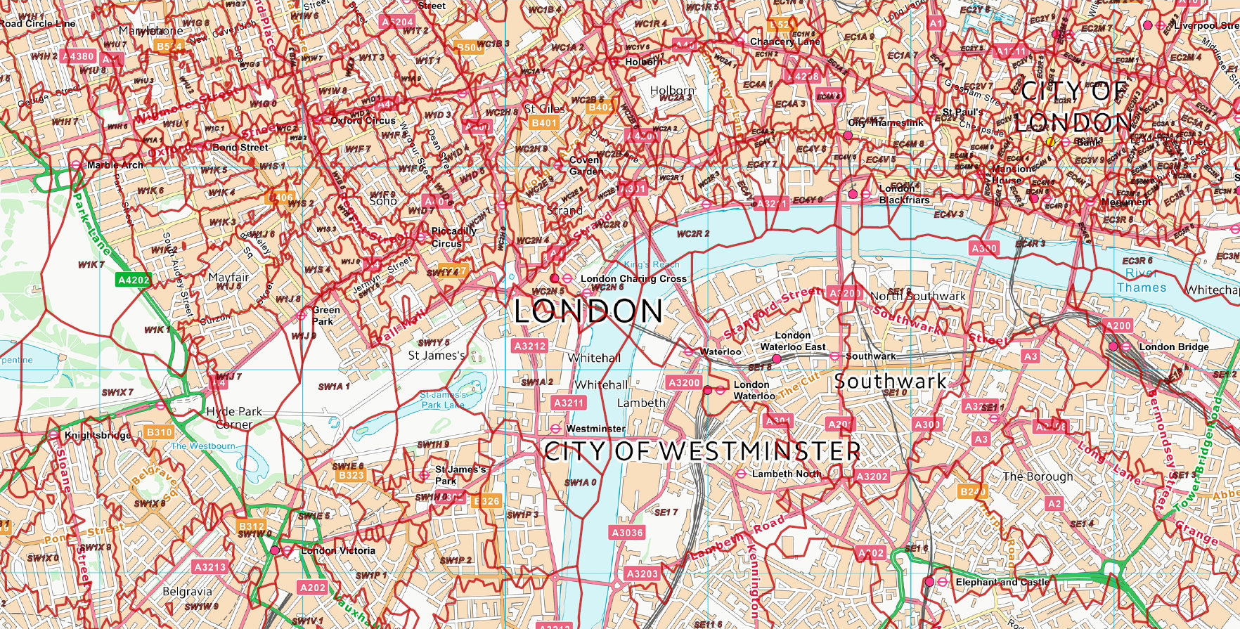 London Postcode Sector Map Central London Postcode Boundaries PDF London Postcode Sector Map Central London Postcode Boundaries PDF