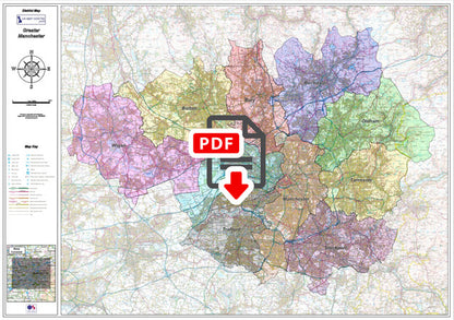 Greater Manchester District Admin Map - Digital Download