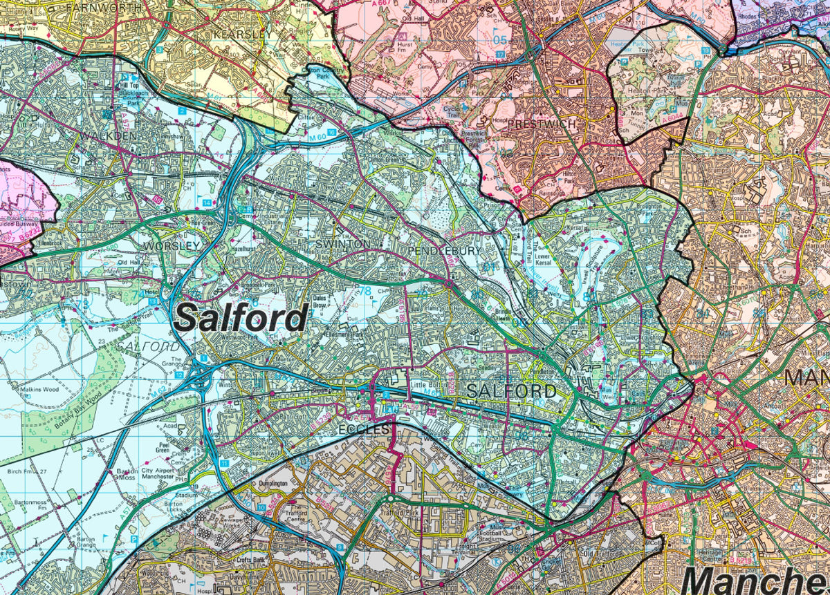 Gm Map With Postcode Greater Manchester District Admin Map | Borough Boundaries | OS PDF ...