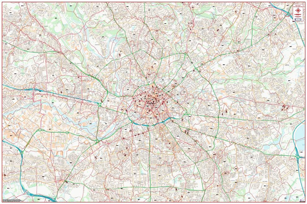Central Manchester Postcode City Street Map - Digital Download – ukmaps ...