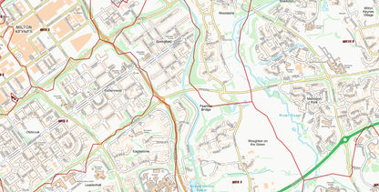 Central Milton Keynes Postcode City Street Map - Digital Download