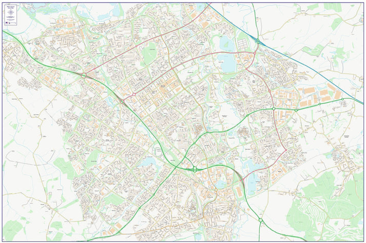 Central Milton Keynes City Street Map - Digital Download – ukmaps.co.uk