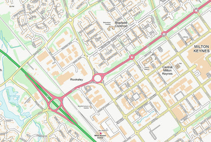 Central Milton Keynes City Street Map - Digital Download