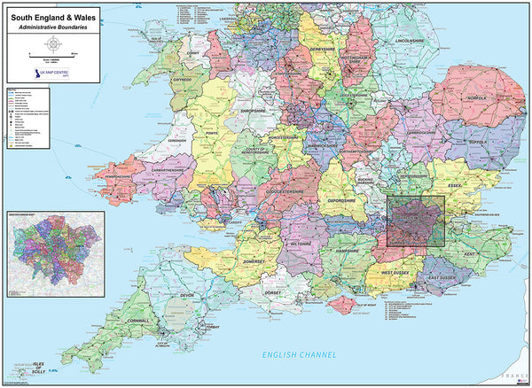 National Admin Map 4 Southern England & Wales | PDF Download – ukmaps.co.uk