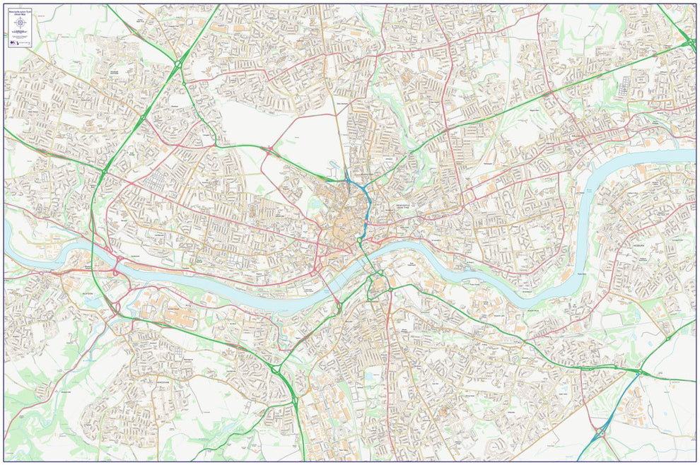 Central Newcastle-upon-Tyne City Street Map - Digital Download – ukmaps ...