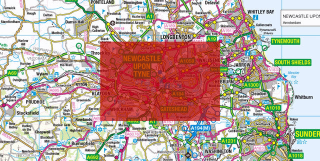 Central Newcastle-upon-Tyne City Street Map - Digital Download