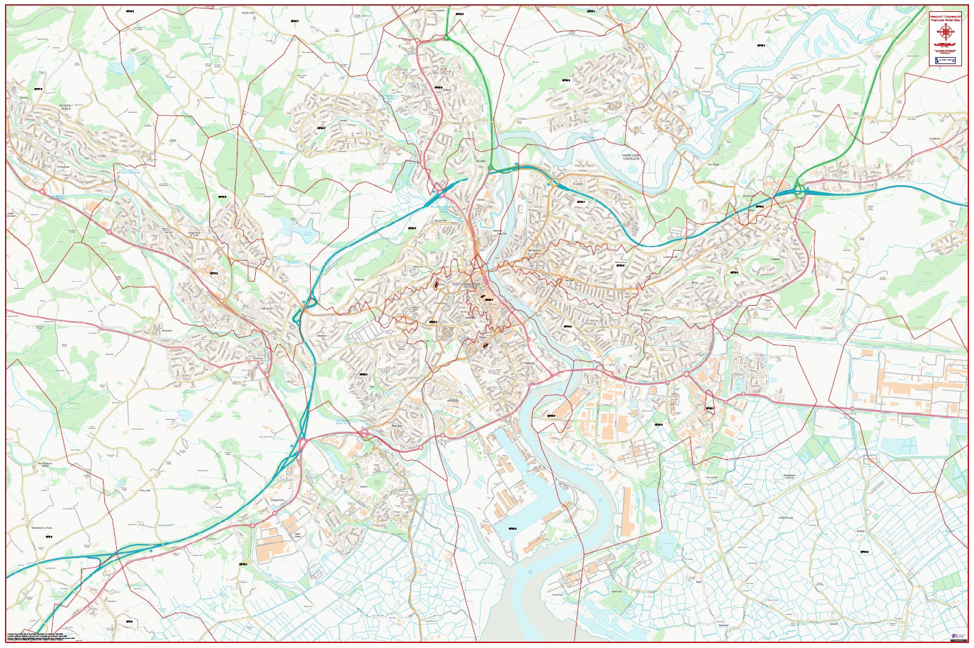 Central Newport Postcode City Street Map - Digital Download – ukmaps.co.uk